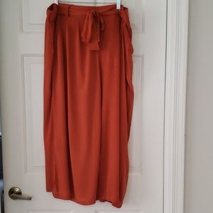 Rust Cropped Crepe Pants